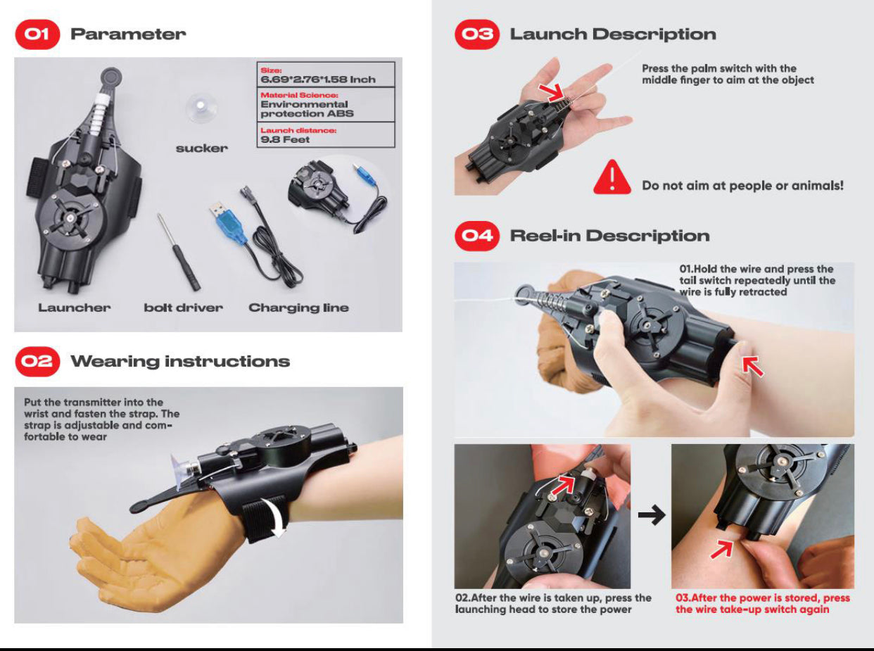 Spidey Web Shooter V1 (fluorescence) automatic retraction
