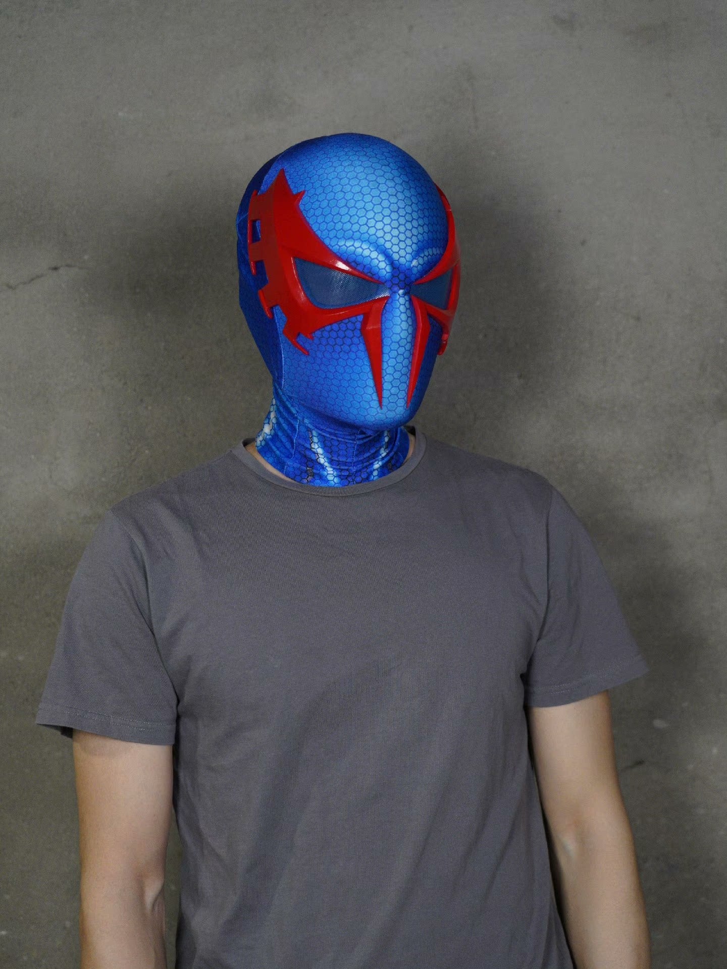 2099 Spidey Mask (Adults) with Face shell & 3D Rubber Web, Wearable Movie Prop Replica