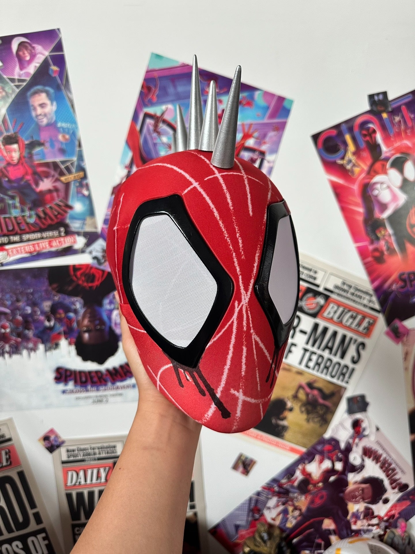 The Punk Spidey Mask with Full head shell Wearable Movie Prop Replica