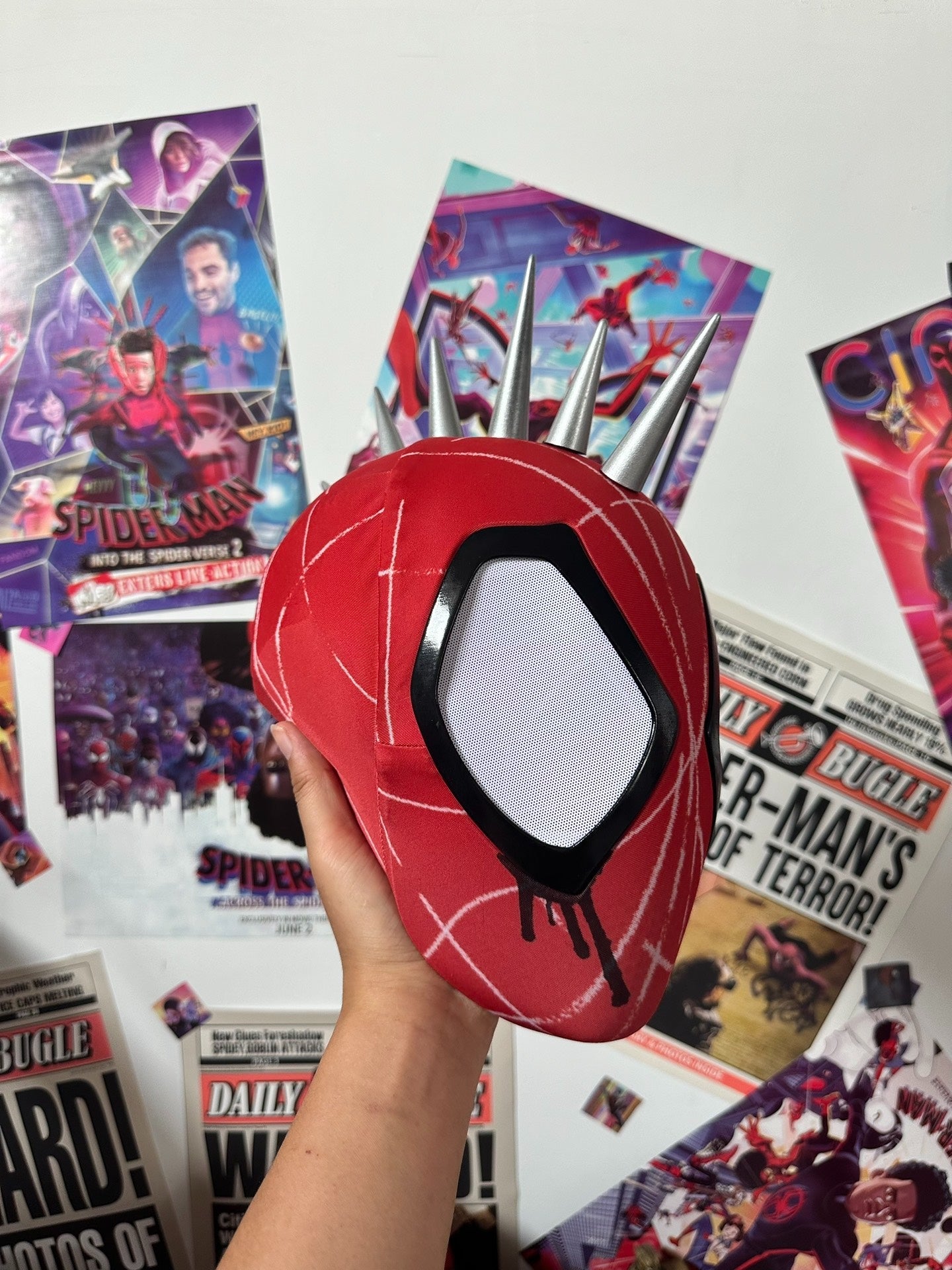 The Punk Spidey Mask with Full head shell Wearable Movie Prop Replica