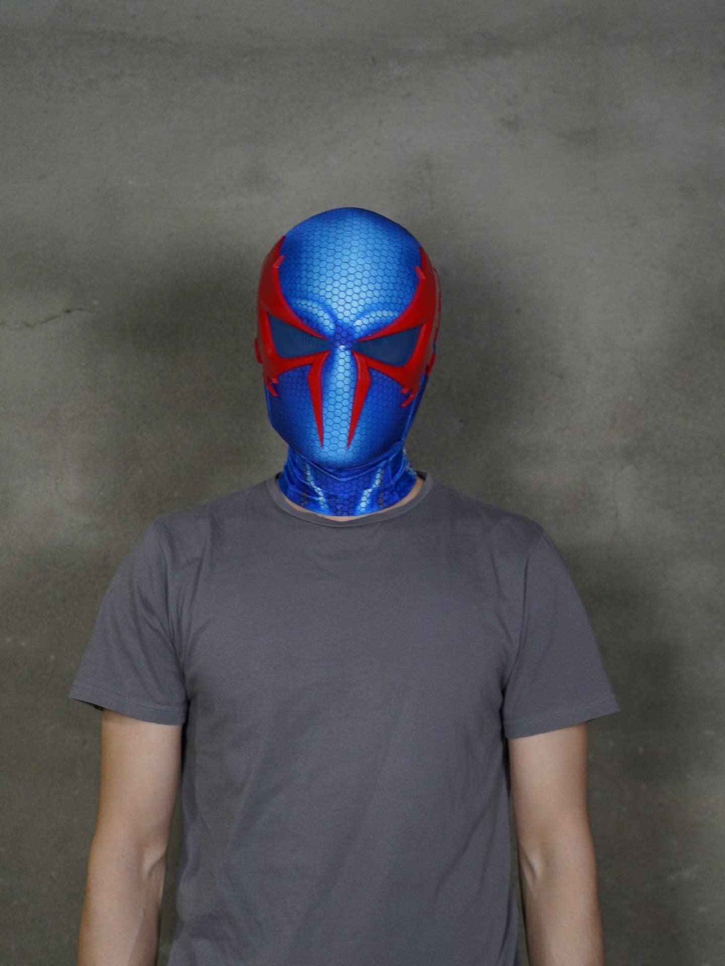 2099 Spidey Mask (Adults) with Face shell & 3D Rubber Web, Wearable Movie Prop Replica