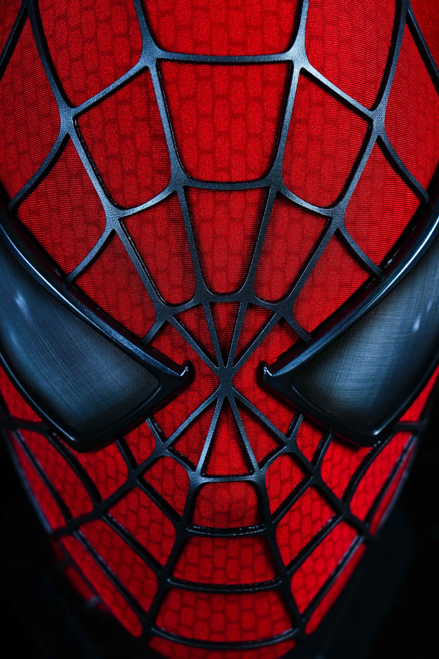 Sam Raimi Spidey Mask (Adults) with Full head shell & 3D Rubber Web, Wearable Movie Prop Replica