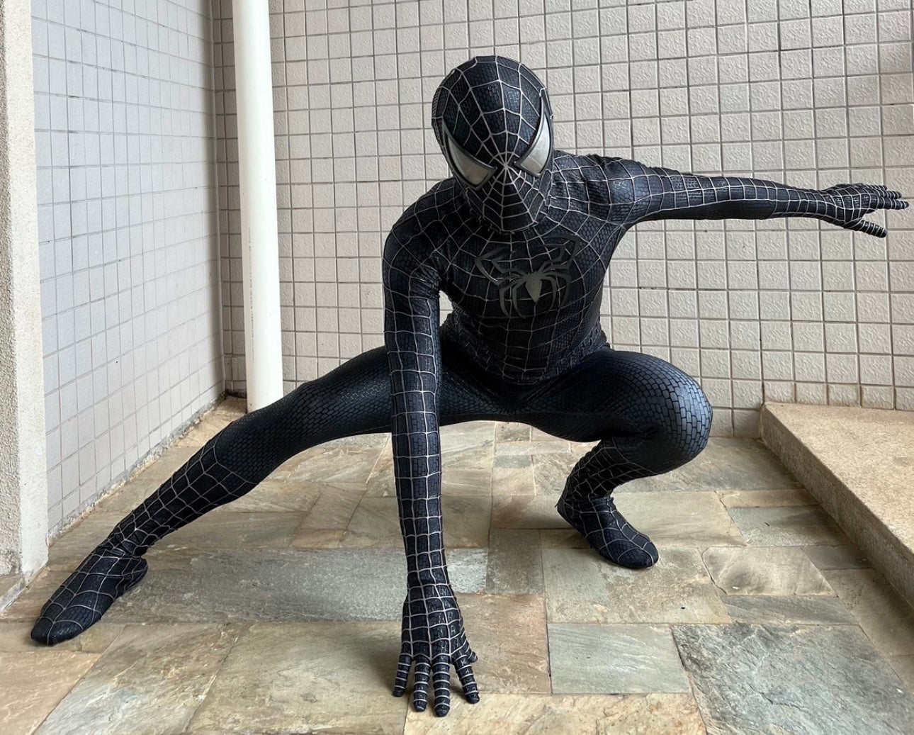 Spidey3 Venom suit,SAM RAIMI TOBEY version with Face shell & 3D Rubber Web Movie Prop Replica(wearable)