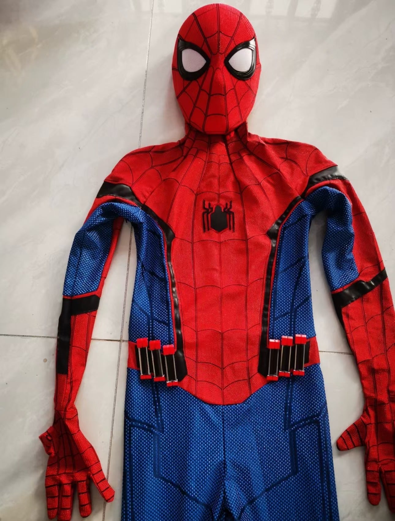 TOM HOLLAND Suit homecoming version with Face shell & 3D Rubber Web Movie Prop Replica(wearable)