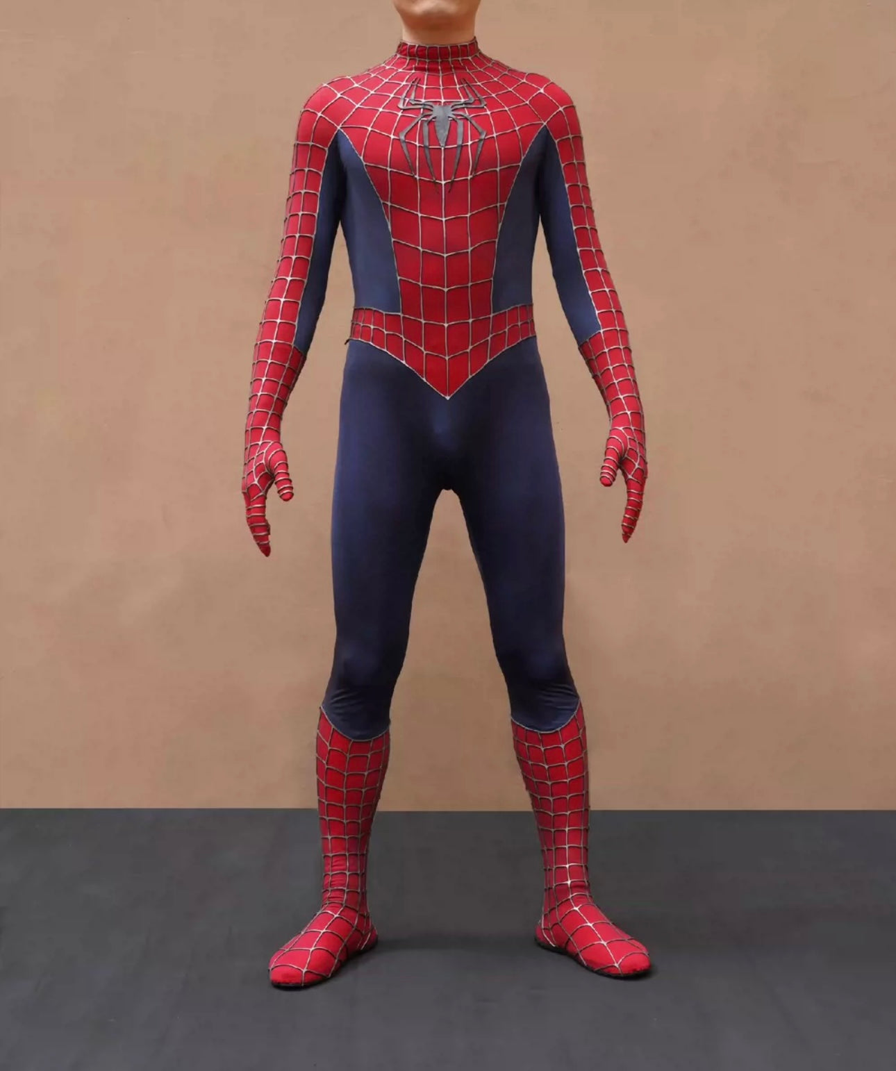 Spidey Suit SAM RAIMI TOBEY version with Face shell & 3D Rubber Web Movie Prop Replica(wearable)