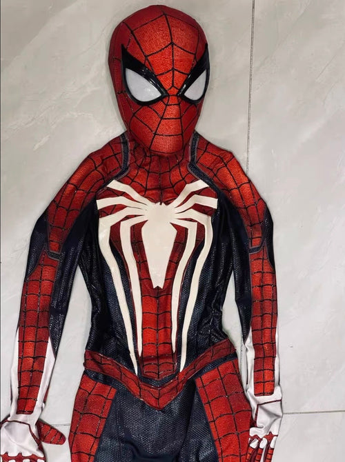 PS4 Spidey suit with Face shell & 3D Rubber Web Movie Prop Replica(wearable)