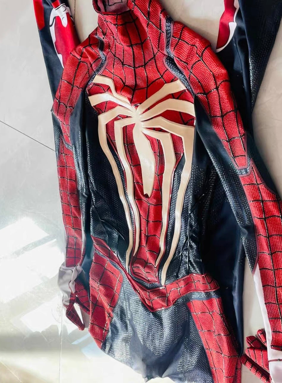 PS4 Spidey suit with Face shell & 3D Rubber Web Movie Prop Replica(wearable)