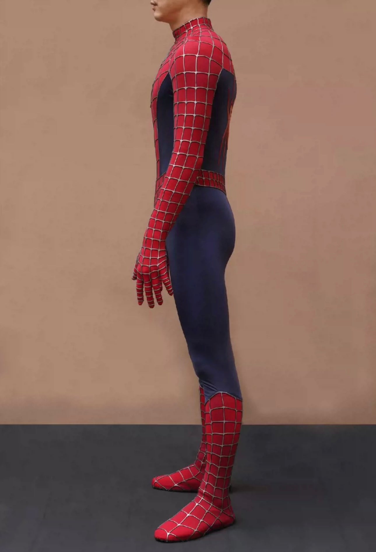 Spidey Suit SAM RAIMI TOBEY version with Face shell & 3D Rubber Web Movie Prop Replica(wearable)