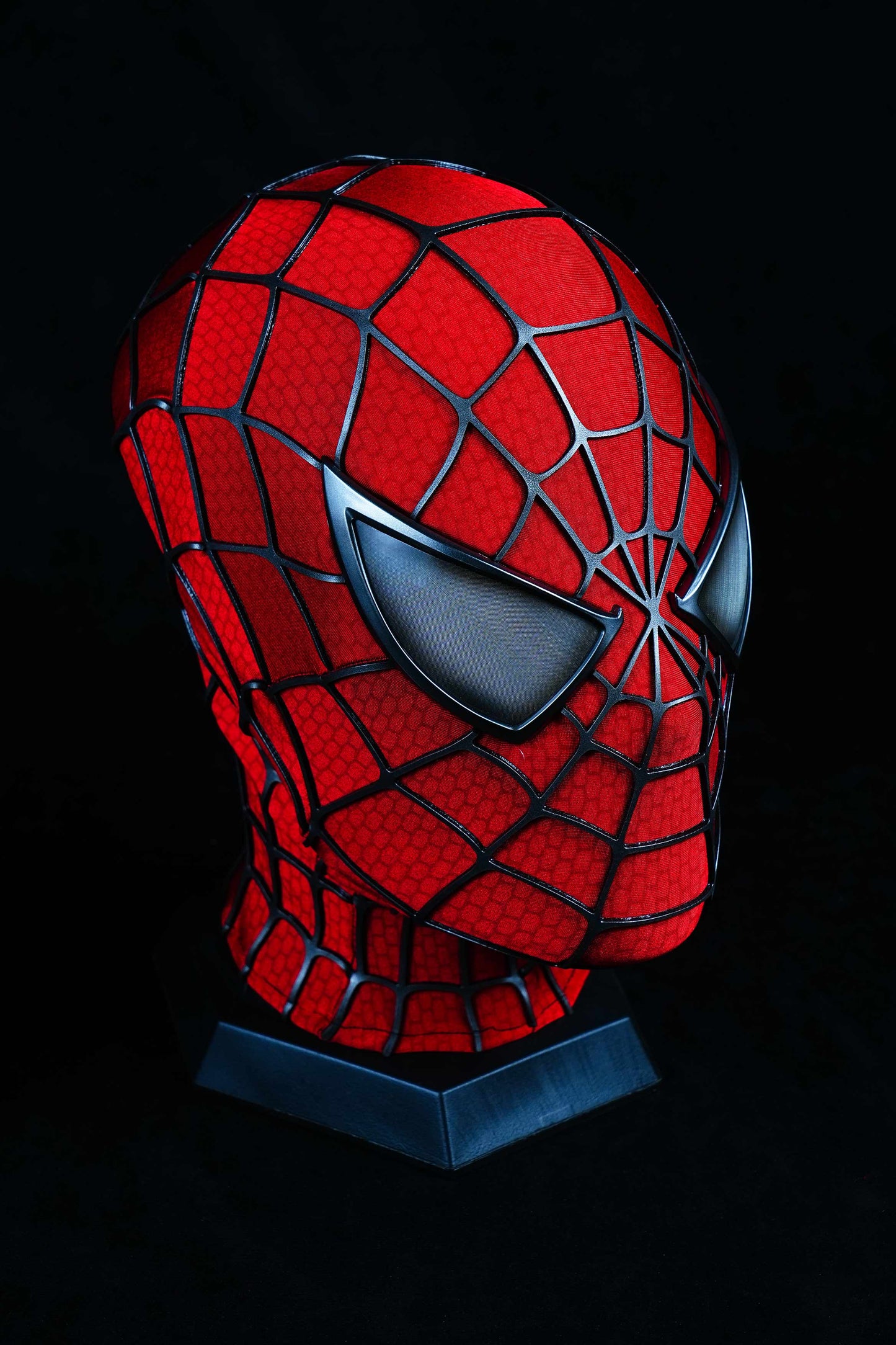 Sam Raimi Spidey Mask (Adults) with Full head shell & 3D Rubber Web, Wearable Movie Prop Replica