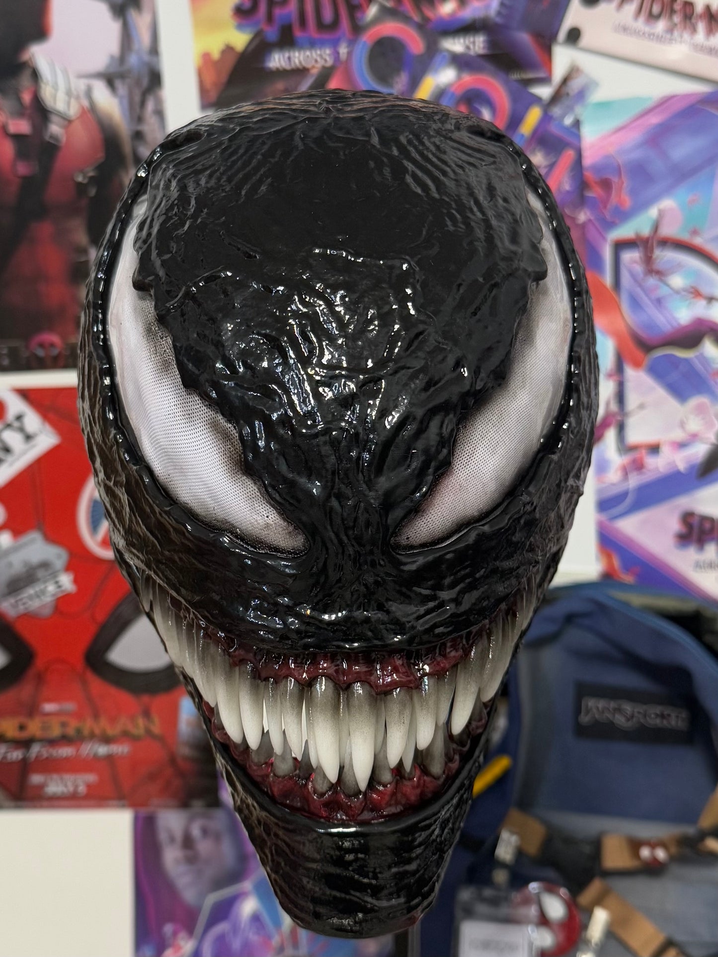 Venom3 Mask with tongue (Adults) with Full Head Face shell & 3D Rubber Web, Wearable Movie Prop Replica