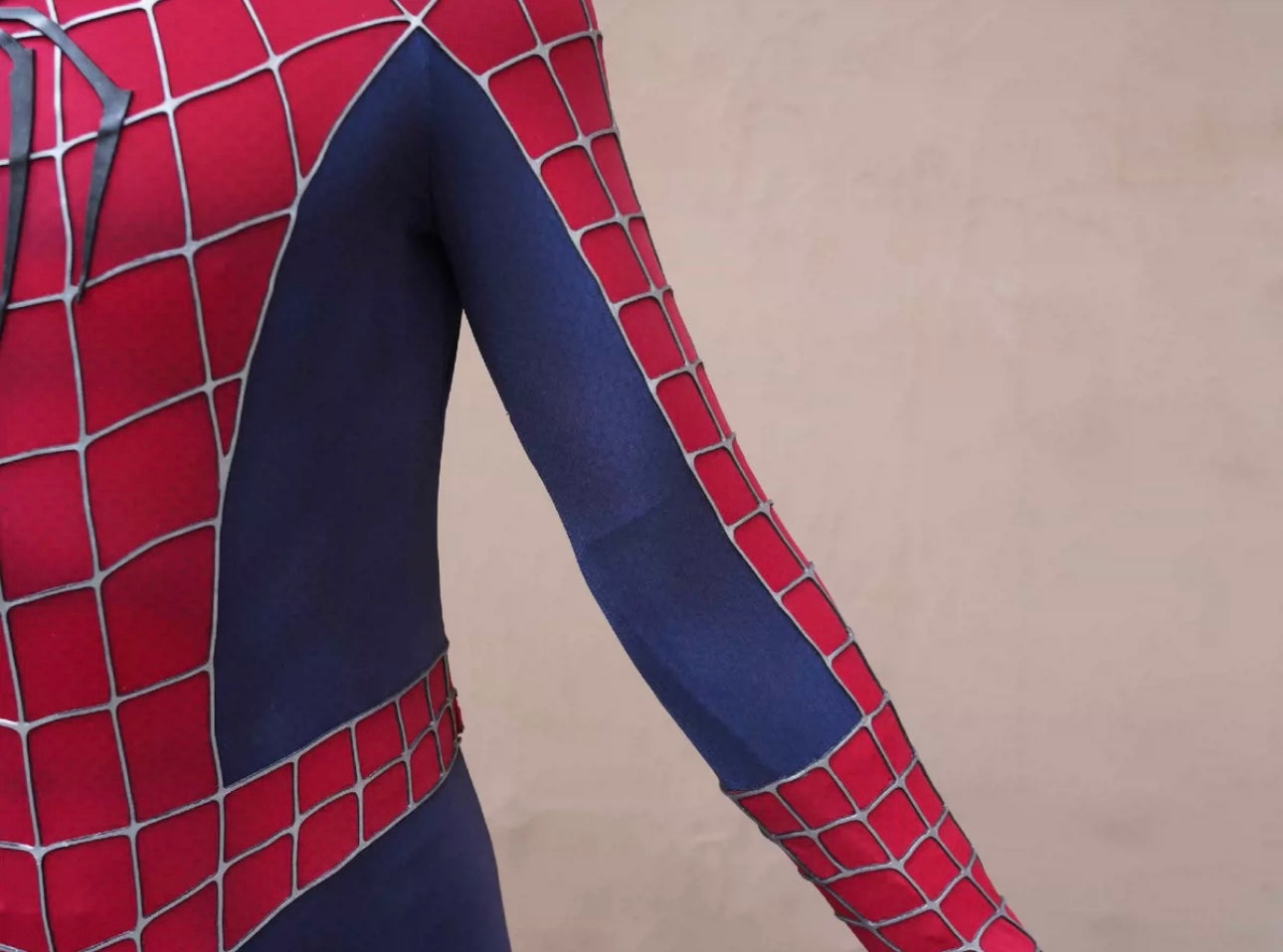 Spidey Suit SAM RAIMI TOBEY version with Face shell & 3D Rubber Web Movie Prop Replica(wearable)