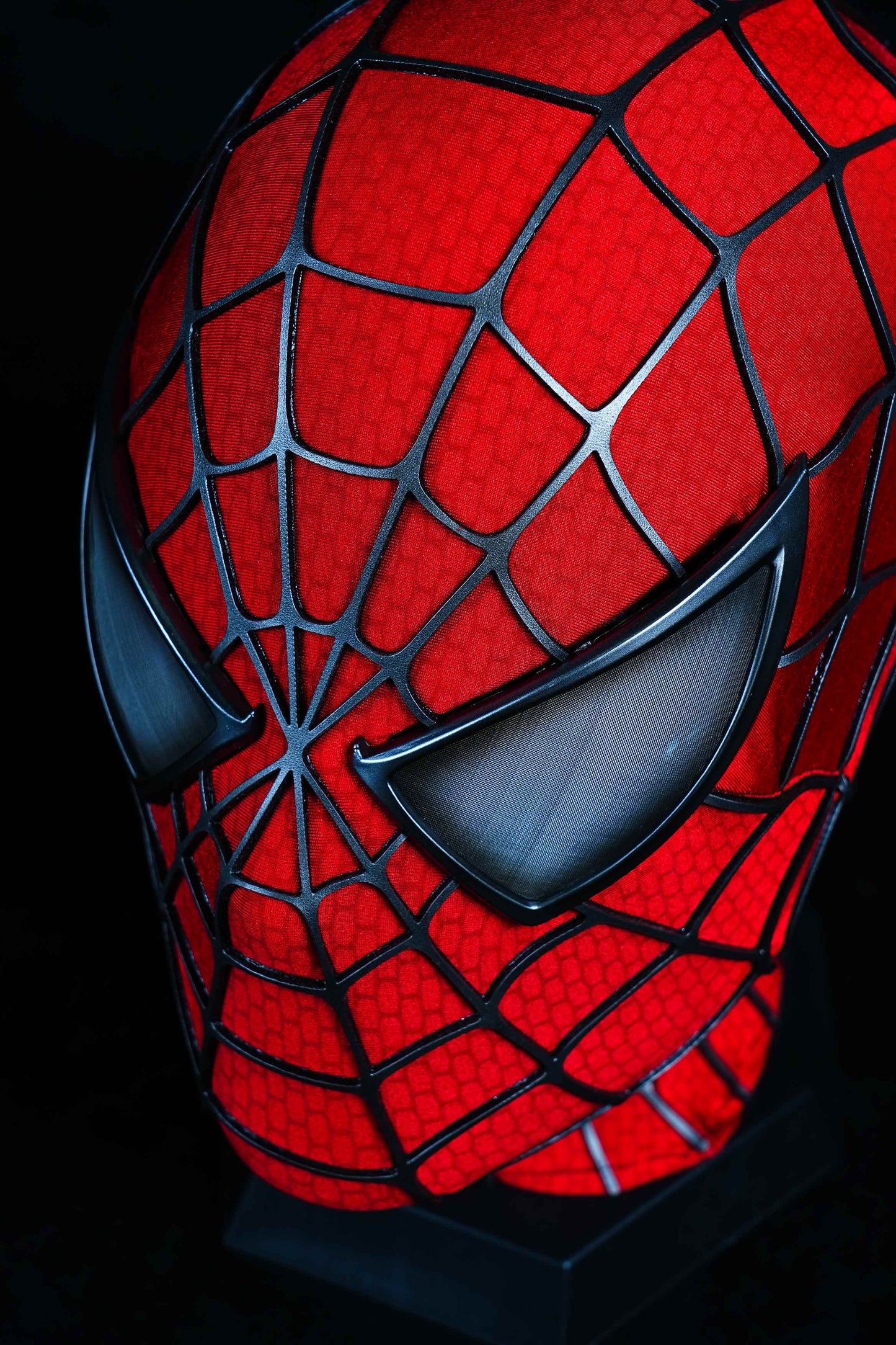 Sam Raimi Spidey Mask (Adults) with Full head shell & 3D Rubber Web, Wearable Movie Prop Replica