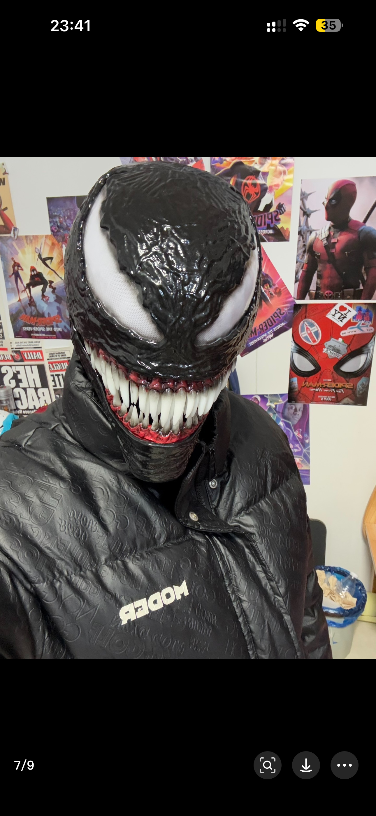 Venom3 Mask with tongue (Adults) with Full Head Face shell & 3D Rubber Web, Wearable Movie Prop Replica