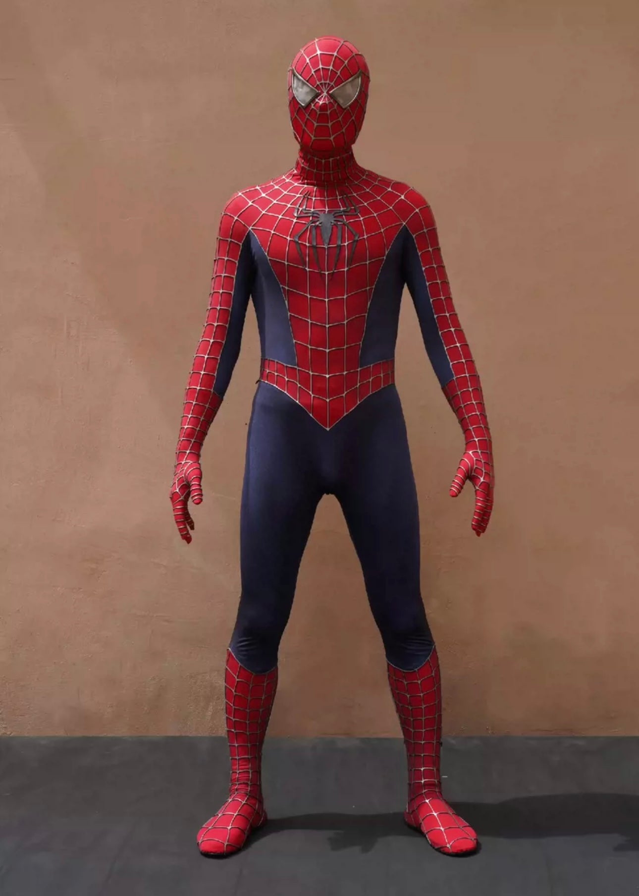 Spidey Suit SAM RAIMI TOBEY version with Face shell & 3D Rubber Web Movie Prop Replica(wearable)