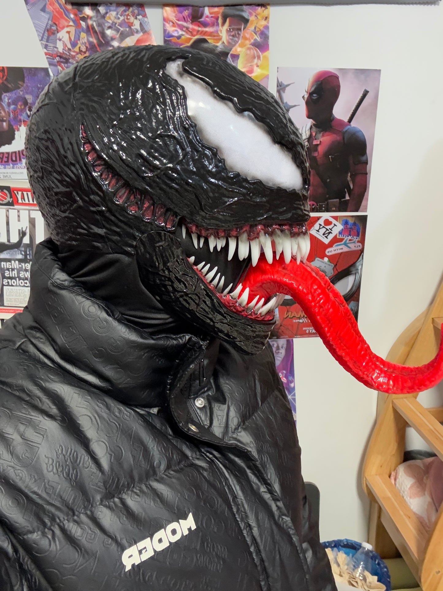 Venom3 Mask with tongue (Adults) with Full Head Face shell & 3D Rubber Web, Wearable Movie Prop Replica