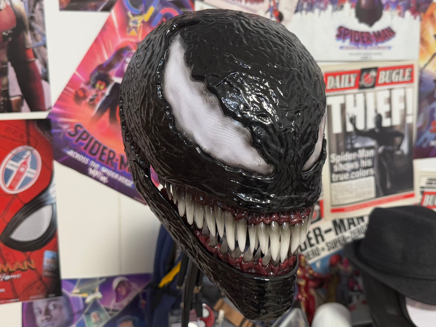 Venom3 Mask with tongue (Adults) with Full Head Face shell & 3D Rubber Web, Wearable Movie Prop Replica