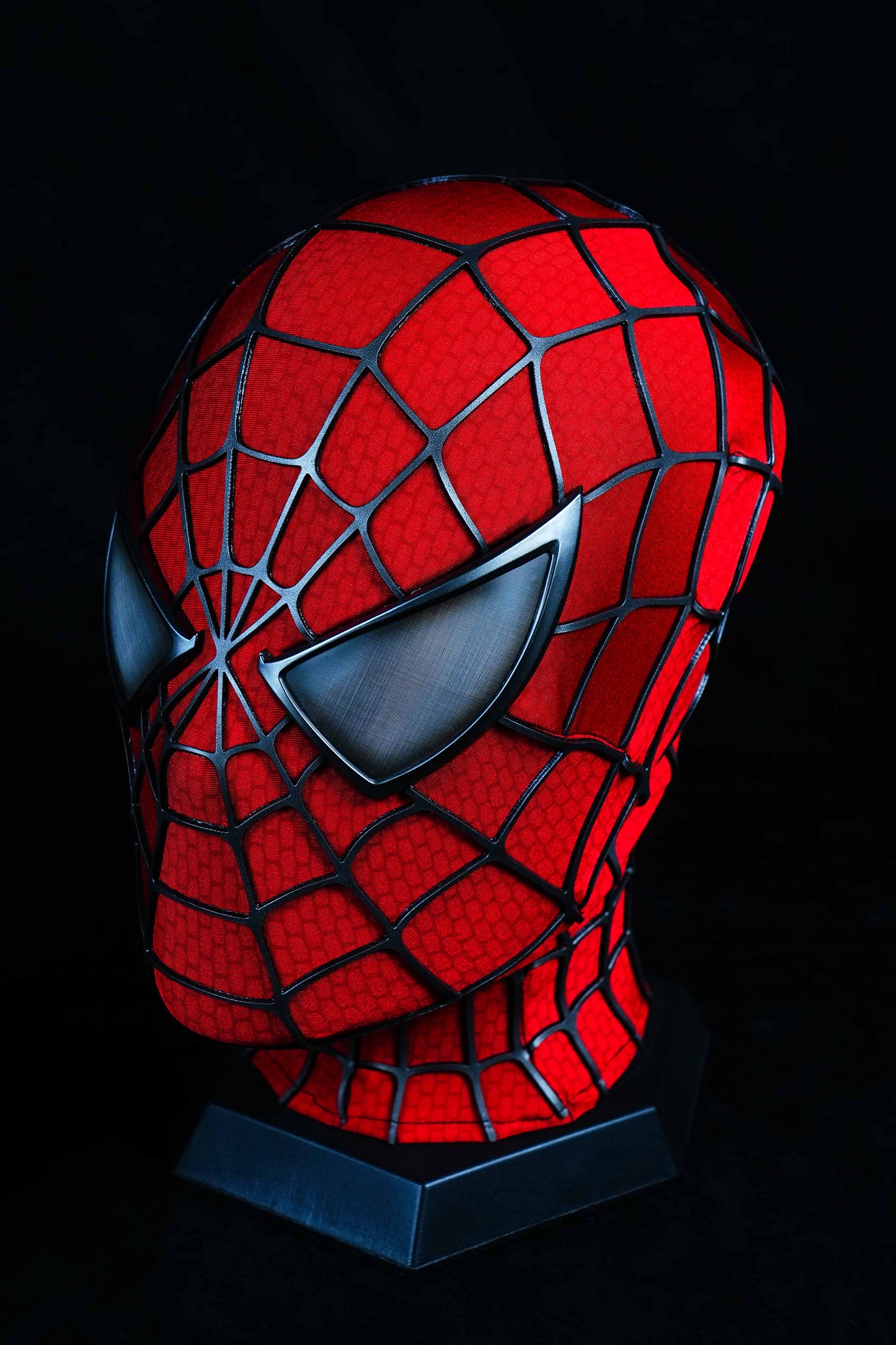 Sam Raimi Spidey Mask (Adults) with Full head shell & 3D Rubber Web, Wearable Movie Prop Replica