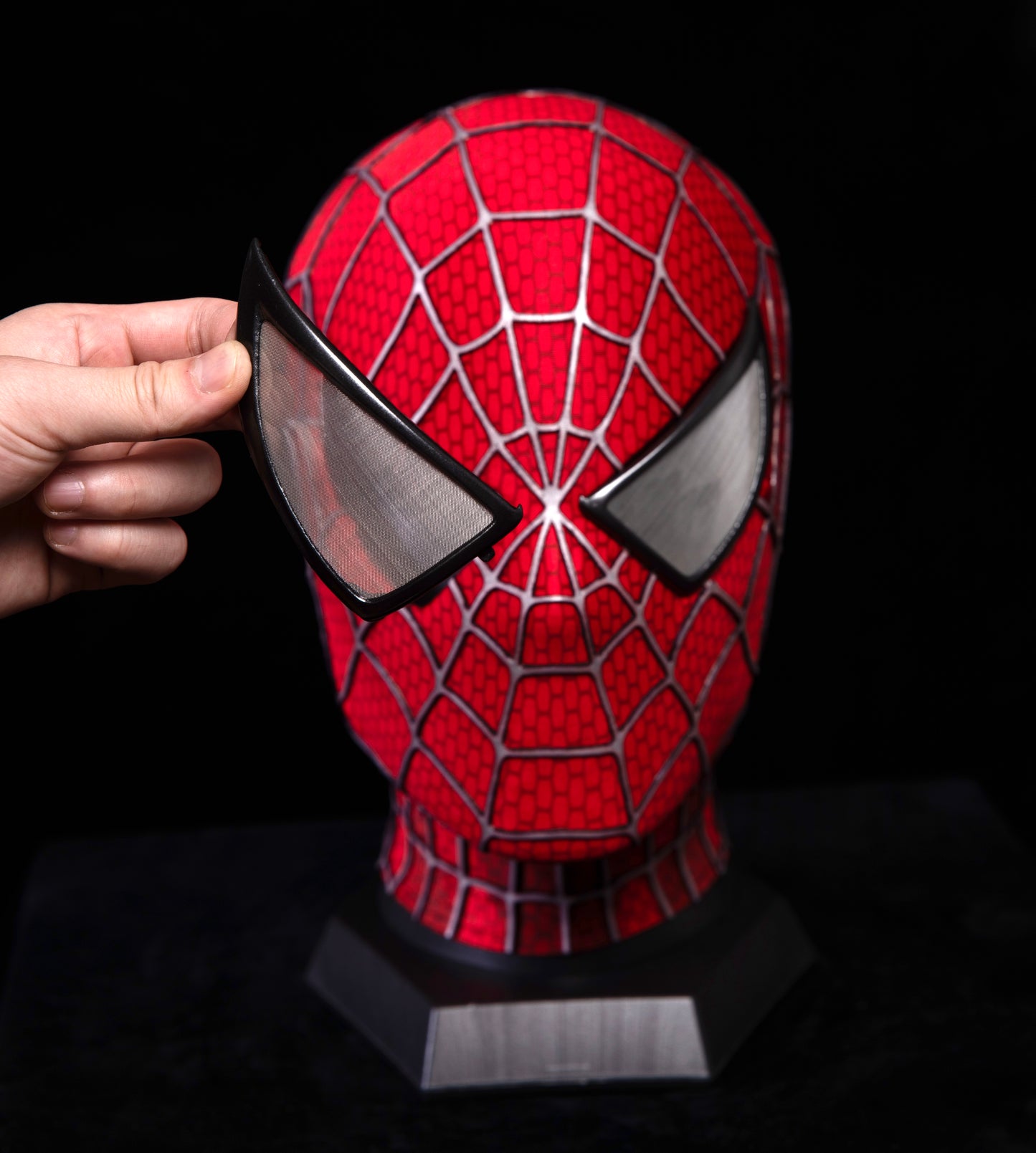 Sam Raimi Spidey Mask (Adults) with Face shell & 3D Rubber Web, Wearable Movie Prop Replica